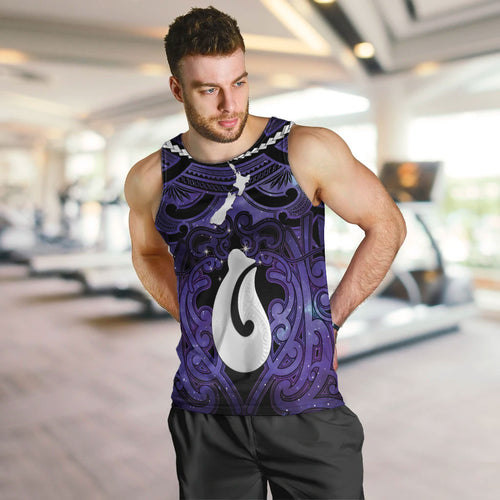 Personalised Maori Matariki Hei Matau Waiporoporo Men Tank Top Maori Kowhaiwhai Pattern Galaxy