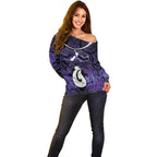 Personalised Maori Matariki Hei Matau Waiporoporo Off Shoulder Sweater Maori Kowhaiwhai Pattern Galaxy