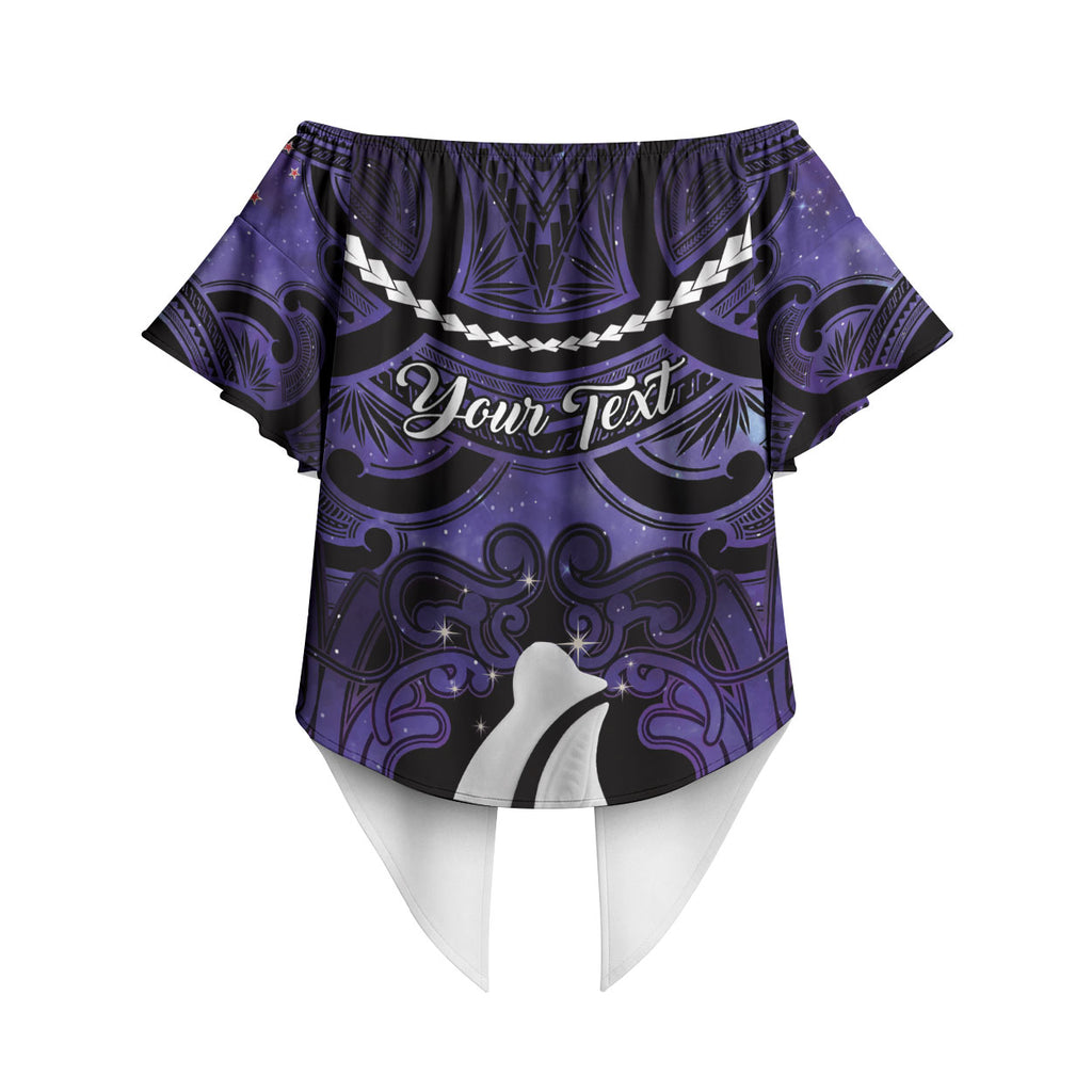 Personalised Maori Matariki Hei Matau Waiporoporo Off Shoulder Wrap Waist Top Maori Kowhaiwhai Pattern Galaxy