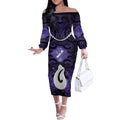 Personalised Maori Matariki Hei Matau Waiporoporo Off The Shoulder Long Sleeve Dress Maori Kowhaiwhai Pattern Galaxy