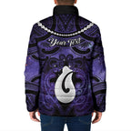 Personalised Maori Matariki Hei Matau Waiporoporo Padded Jacket Maori Kowhaiwhai Pattern Galaxy