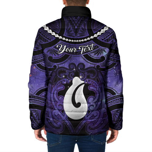 Personalised Maori Matariki Hei Matau Waiporoporo Padded Jacket Maori Kowhaiwhai Pattern Galaxy