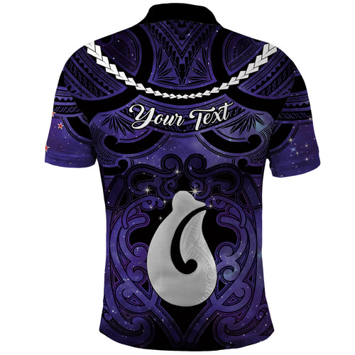 Personalised Maori Matariki Hei Matau Waiporoporo Polo Shirt Maori Kowhaiwhai Pattern Galaxy