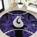 Maori Matariki Hei Matau Waiporoporo Round Carpet Maori Kowhaiwhai Pattern Galaxy
