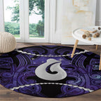 Maori Matariki Hei Matau Waiporoporo Round Carpet Maori Kowhaiwhai Pattern Galaxy
