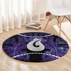 Maori Matariki Hei Matau Waiporoporo Round Carpet Maori Kowhaiwhai Pattern Galaxy
