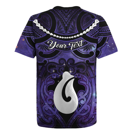 Personalised Maori Matariki Hei Matau Waiporoporo Rugby Jersey Maori Kowhaiwhai Pattern Galaxy