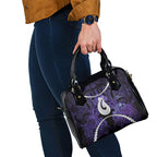 Maori Matariki Hei Matau Waiporoporo Shoulder Handbag Maori Kowhaiwhai Pattern Galaxy