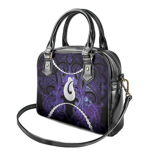 Maori Matariki Hei Matau Waiporoporo Shoulder Handbag Maori Kowhaiwhai Pattern Galaxy
