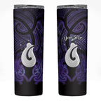 Personalised Maori Matariki Hei Matau Waiporoporo Skinny Tumbler Maori Kowhaiwhai Pattern Galaxy