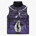 Personalised Maori Matariki Hei Matau Waiporoporo Sleeveless Puffer Jacket Maori Kowhaiwhai Pattern Galaxy