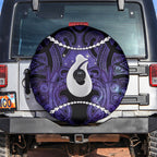 Maori Matariki Hei Matau Waiporoporo Spare Tire Cover Maori Kowhaiwhai Pattern Galaxy