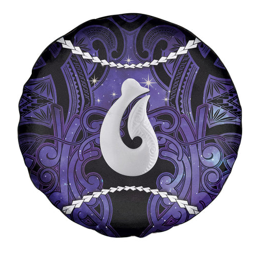 Maori Matariki Hei Matau Waiporoporo Spare Tire Cover Maori Kowhaiwhai Pattern Galaxy
