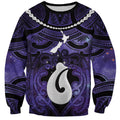 Personalised Maori Matariki Hei Matau Waiporoporo Sweatshirt Maori Kowhaiwhai Pattern Galaxy