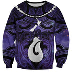 Personalised Maori Matariki Hei Matau Waiporoporo Sweatshirt Maori Kowhaiwhai Pattern Galaxy