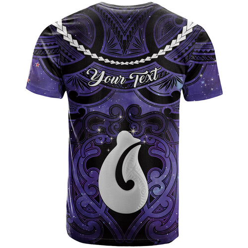 Personalised Maori Matariki Hei Matau Waiporoporo T Shirt Maori Kowhaiwhai Pattern Galaxy