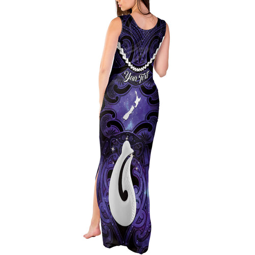 Personalised Maori Matariki Hei Matau Waiporoporo Tank Maxi Dress Maori Kowhaiwhai Pattern Galaxy