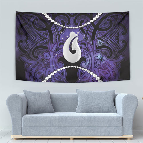 Maori Matariki Hei Matau Waiporoporo Tapestry Maori Kowhaiwhai Pattern Galaxy