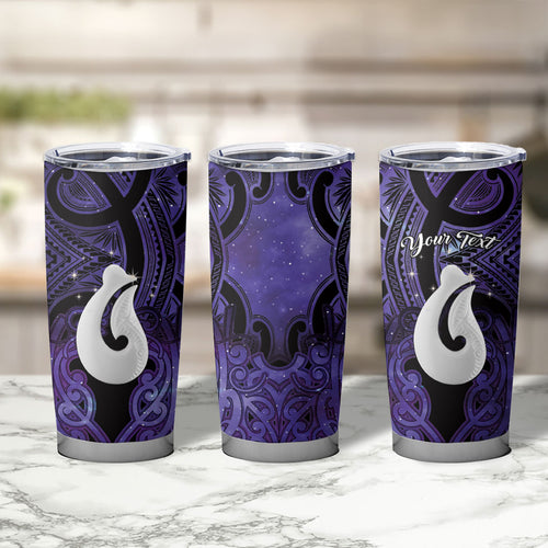 Personalised Maori Matariki Hei Matau Waiporoporo Tumbler Cup Maori Kowhaiwhai Pattern Galaxy