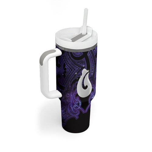 Personalised Maori Matariki Hei Matau Waiporoporo Tumbler With Handle Maori Kowhaiwhai Pattern Galaxy