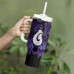 Personalised Maori Matariki Hei Matau Waiporoporo Tumbler With Handle Maori Kowhaiwhai Pattern Galaxy