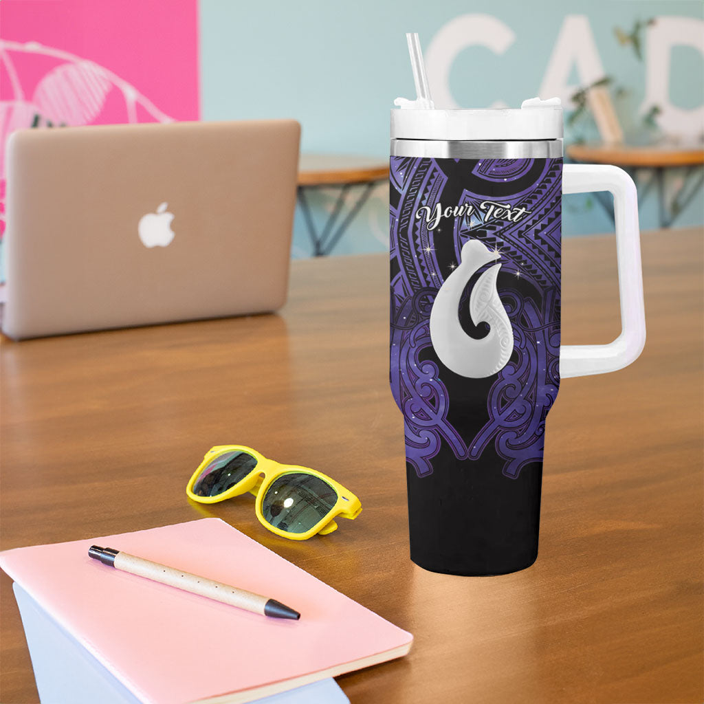 Personalised Maori Matariki Hei Matau Waiporoporo Tumbler With Handle Maori Kowhaiwhai Pattern Galaxy