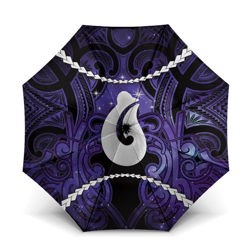 Maori Matariki Hei Matau Waiporoporo Umbrella Maori Kowhaiwhai Pattern Galaxy