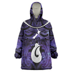 Personalised Maori Matariki Hei Matau Waiporoporo Wearable Blanket Hoodie Maori Kowhaiwhai Pattern Galaxy