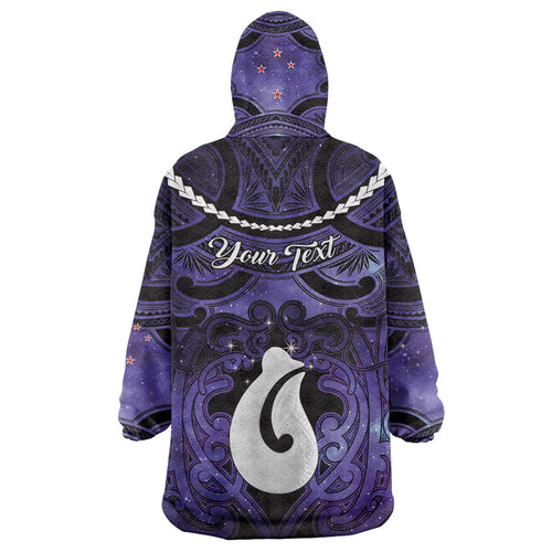 Personalised Maori Matariki Hei Matau Waiporoporo Wearable Blanket Hoodie Maori Kowhaiwhai Pattern Galaxy
