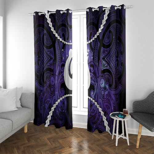 Maori Matariki Hei Matau Waiporoporo Window Curtain Maori Kowhaiwhai Pattern Galaxy