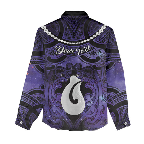 Personalised Maori Matariki Hei Matau Waiporoporo Women Casual Shirt Maori Kowhaiwhai Pattern Galaxy
