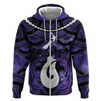 Personalised Maori Matariki Hei Matau Waiporoporo Zip Hoodie Maori Kowhaiwhai Pattern Galaxy