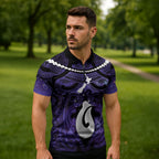 Personalised Maori Matariki Hei Matau Waiporoporo Zipper Polo Shirt Maori Kowhaiwhai Pattern Galaxy