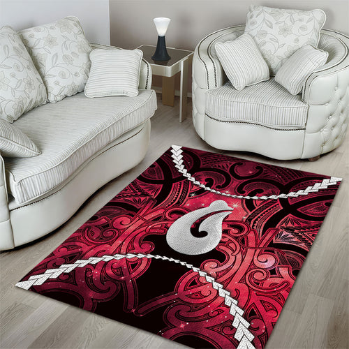 Maori Matariki Hei Matau Whero Area Rug Maori Kowhaiwhai Pattern Galaxy