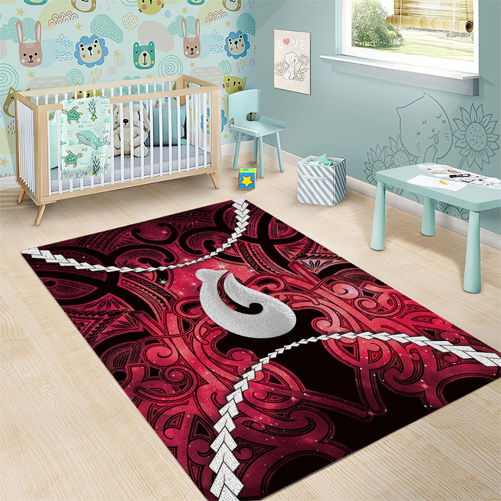 Maori Matariki Hei Matau Whero Area Rug Maori Kowhaiwhai Pattern Galaxy