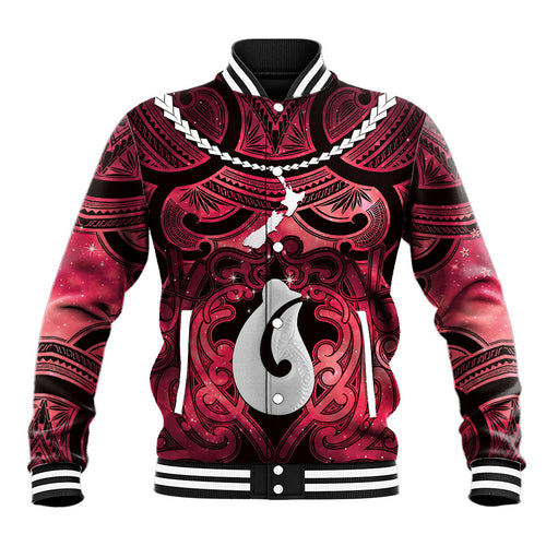 Personalised Maori Matariki Hei Matau Whero Baseball Jacket Maori Kowhaiwhai Pattern Galaxy