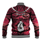 Personalised Maori Matariki Hei Matau Whero Baseball Jacket Maori Kowhaiwhai Pattern Galaxy