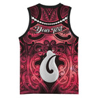 Personalised Maori Matariki Hei Matau Whero Basketball Jersey Maori Kowhaiwhai Pattern Galaxy