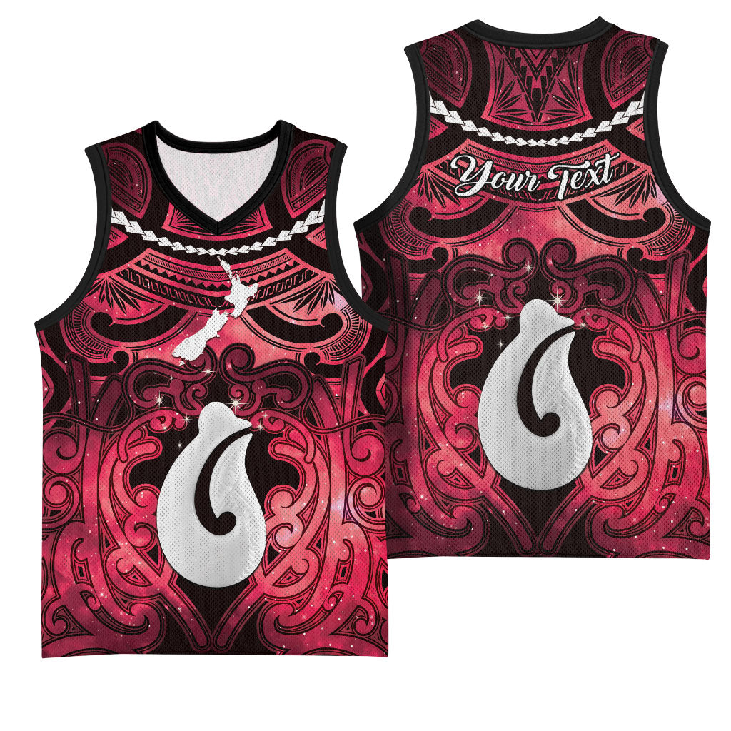 Personalised Maori Matariki Hei Matau Whero Basketball Jersey Maori Kowhaiwhai Pattern Galaxy