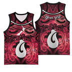 Personalised Maori Matariki Hei Matau Whero Basketball Jersey Maori Kowhaiwhai Pattern Galaxy