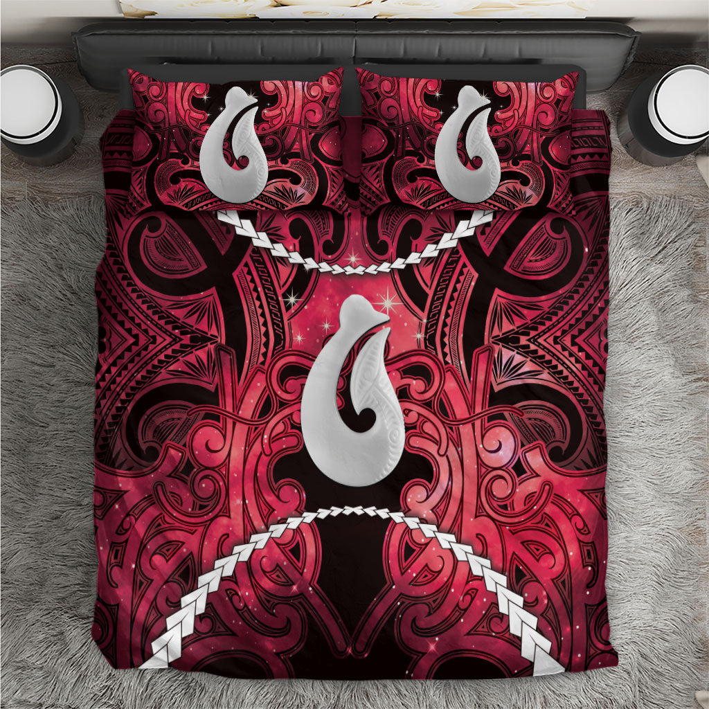 Maori Matariki Hei Matau Whero Bedding Set Maori Kowhaiwhai Pattern Galaxy