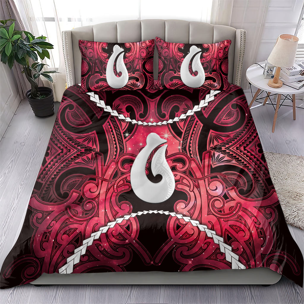 Maori Matariki Hei Matau Whero Bedding Set Maori Kowhaiwhai Pattern Galaxy