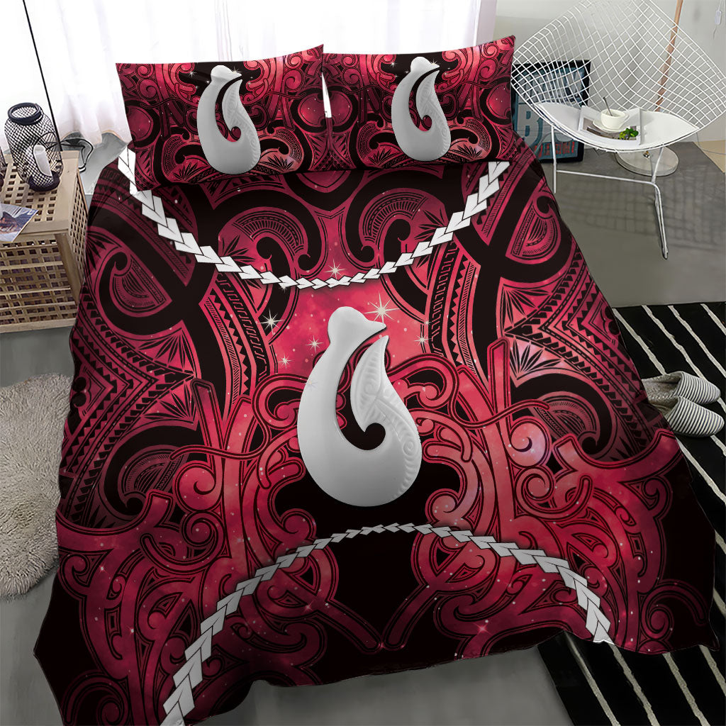 Maori Matariki Hei Matau Whero Bedding Set Maori Kowhaiwhai Pattern Galaxy