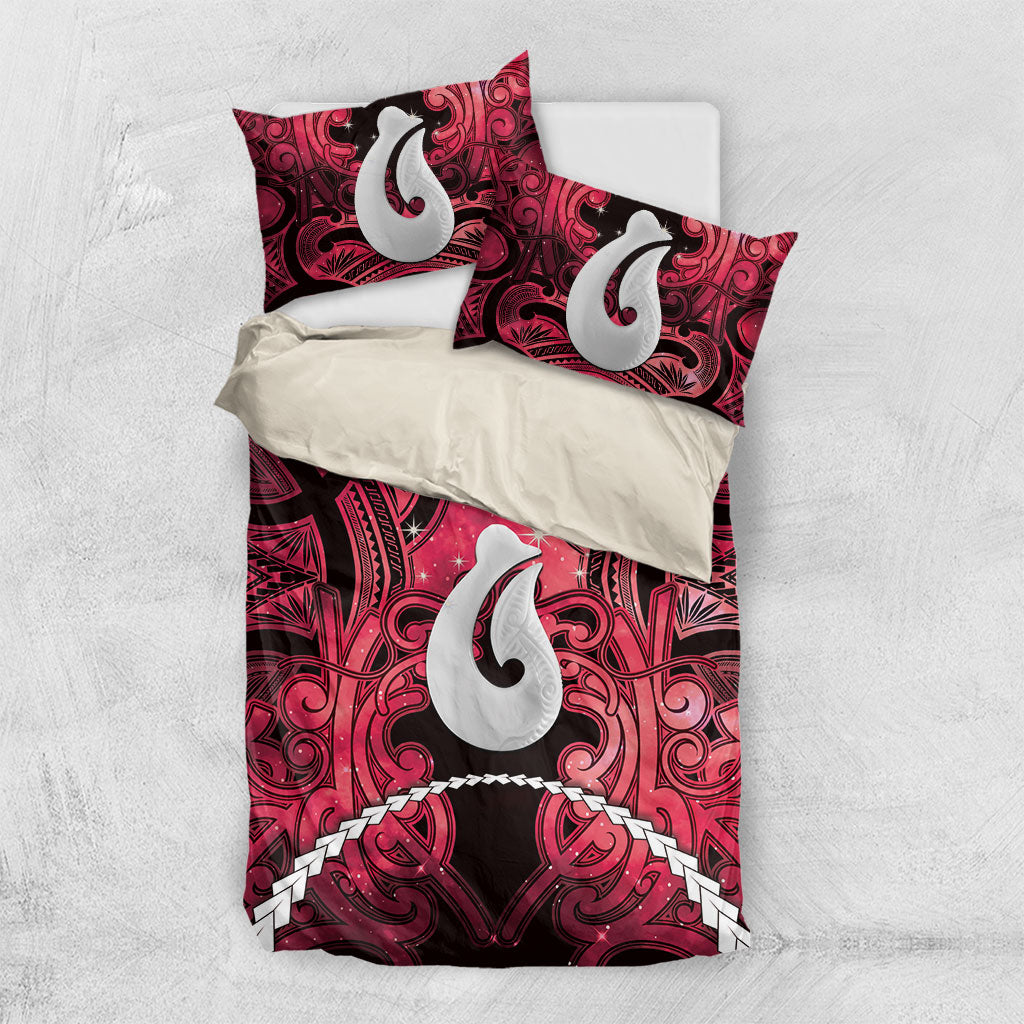 Maori Matariki Hei Matau Whero Bedding Set Maori Kowhaiwhai Pattern Galaxy