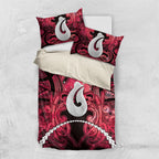 Maori Matariki Hei Matau Whero Bedding Set Maori Kowhaiwhai Pattern Galaxy