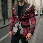 Personalised Maori Matariki Hei Matau Whero Blazer Maori Kowhaiwhai Pattern Galaxy