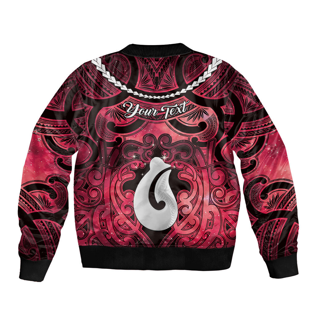 Personalised Maori Matariki Hei Matau Whero Bomber Jacket Maori Kowhaiwhai Pattern Galaxy