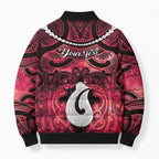 Personalised Maori Matariki Hei Matau Whero Bomber Puffer Jacket Maori Kowhaiwhai Pattern Galaxy