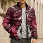 Personalised Maori Matariki Hei Matau Whero Bomber Puffer Jacket Maori Kowhaiwhai Pattern Galaxy
