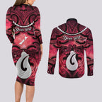 Personalised Maori Matariki Hei Matau Whero Couples Matching Long Sleeve Bodycon Dress and Long Sleeve Button Shirt Maori Kowhaiwhai Pattern Galaxy